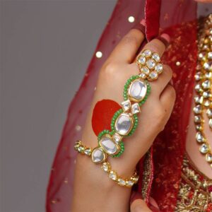 Green Kundan Angla Hand Piece