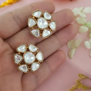 Goldplated Floral Moissanite Studs