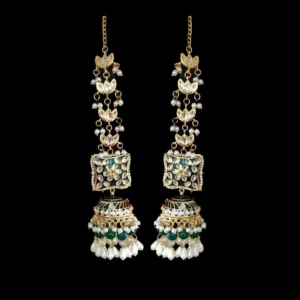 Jameela Meenakari Jhumka With Sahara Emerald Green