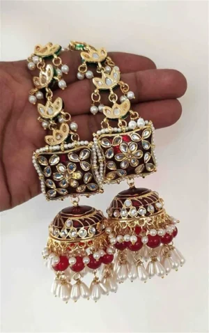 Jameela Meenakari Jhumka With Sahara Ruby