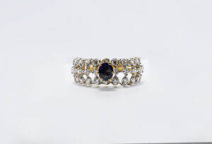 Sapphire ring with zircons