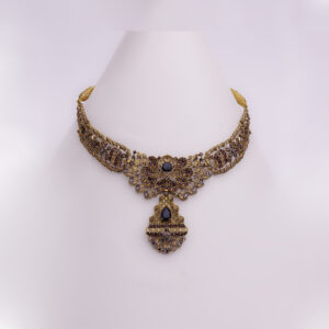 Necklace-set with rubies, sapphires and zircons