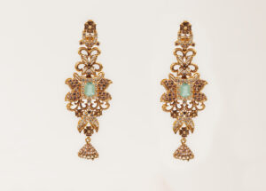 21K Gold Bridal Necklace with Emerald Accent