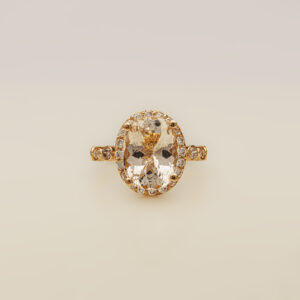 Celestial Glow – 21k Gold Ring with Skardu Topaz & Zircons