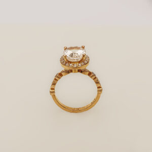 Celestial Glow – 21k Gold Ring with Skardu Topaz & Zircons