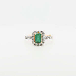 Emerald Halo Ring in 21K Gold