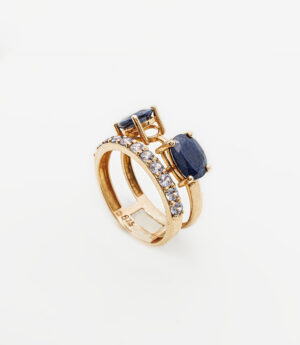 Dual Sapphire Elegance Ring Set