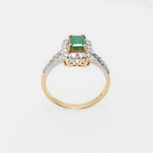 Emerald Halo Ring in 21K Gold