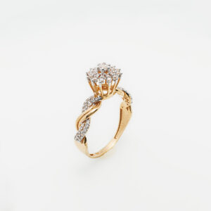 21K Gold Twisted Zircon Ring