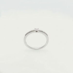 18K Gold Diamond Solitaire Band Ring