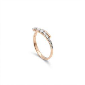 18K Gold Diamond Curved Band Ring