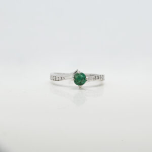 Emerald Stone White Gold Ring