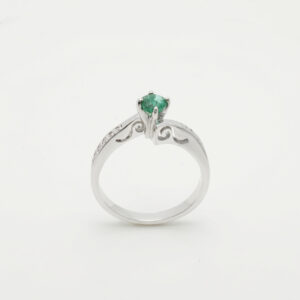 Emerald Stone White Gold Ring