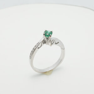 Emerald Stone White Gold Ring