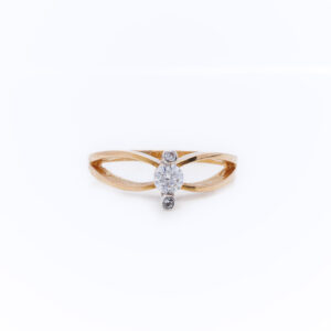 21k Gold Zircon Twist Ring