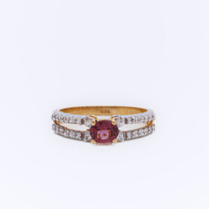 21k Gold Natural Tourmaline Zircon Ring