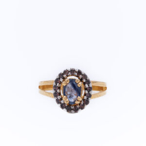 21k Gold Heated Sapphire Zircon Ring